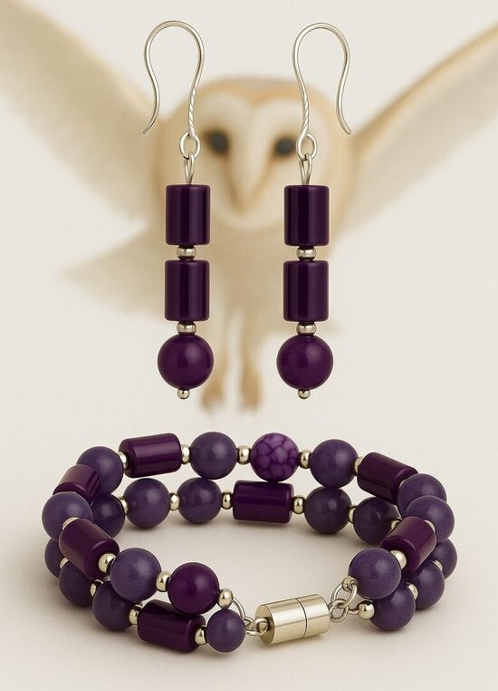 Dabīgo pērļu rotu komplekts "Pūces Maģija"